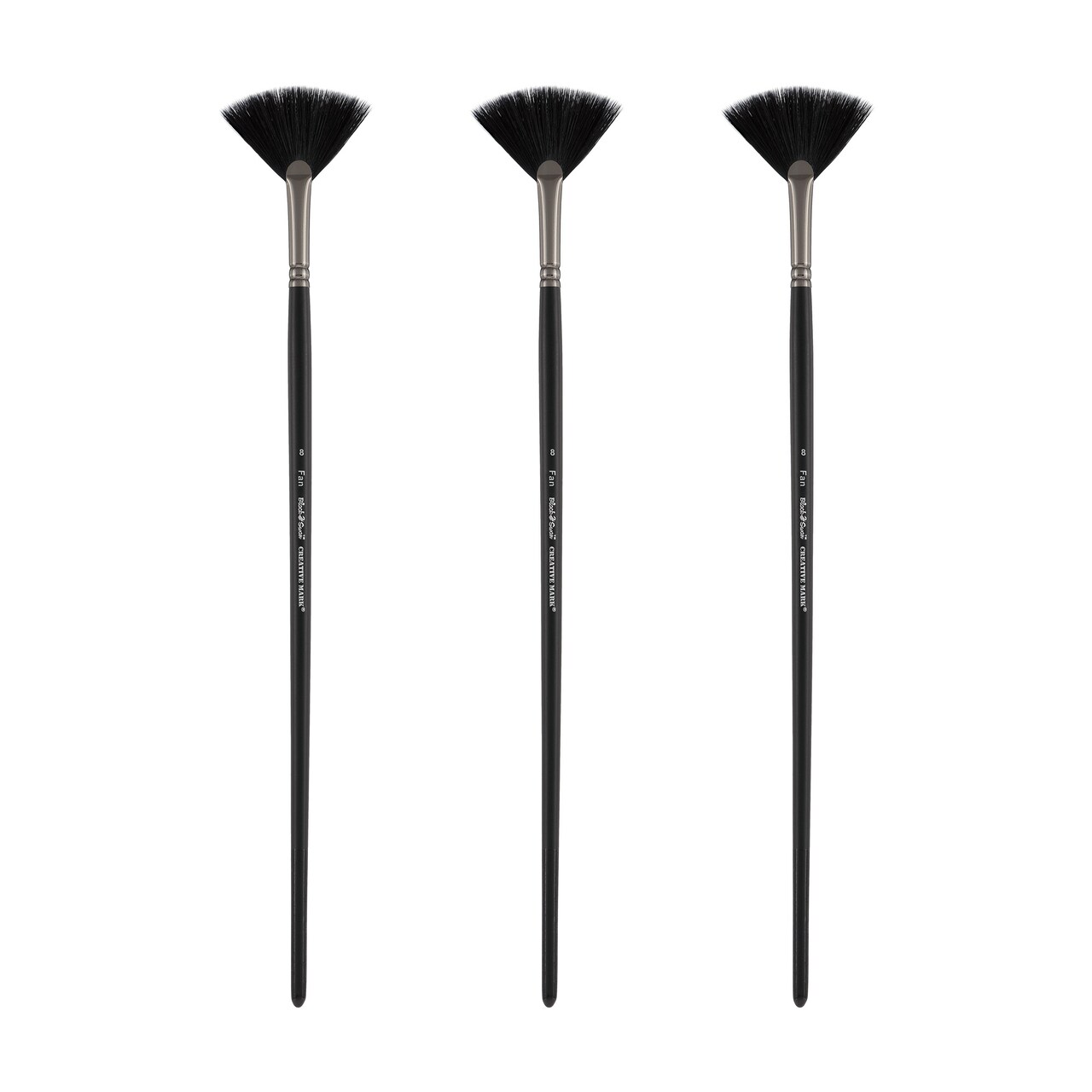 Black Swan Synthetic Red Sable Paint Brushes Fan Sets of 2 - Professional Quality Long Handle Paint Brushes in Assorted Shapes and Sizes for Oil, Heavy Body Media and Acrylic - Artists of All Levels
